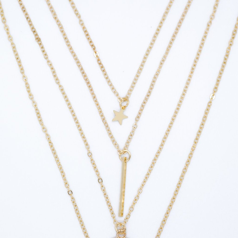 Multi-layered coin and plate drop necklace - Picture 3 of 3